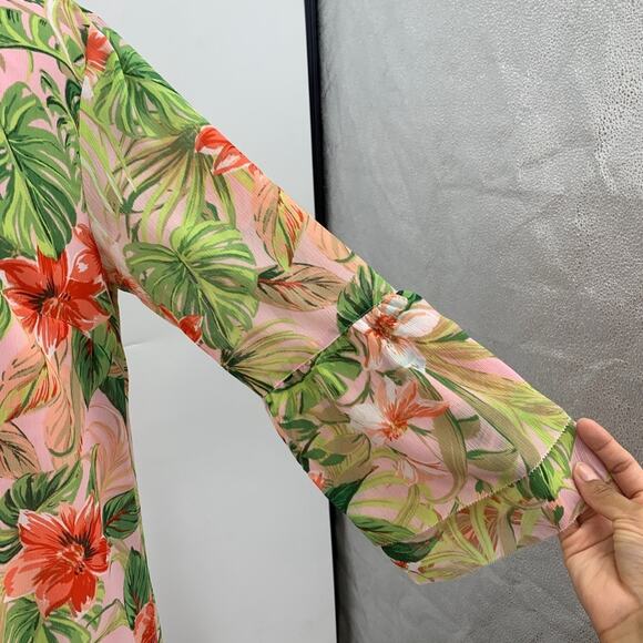J Jill Tunic Womens XS Extra Small SeashellTropical Floral Side Slit Lined - Picture 5 of 13